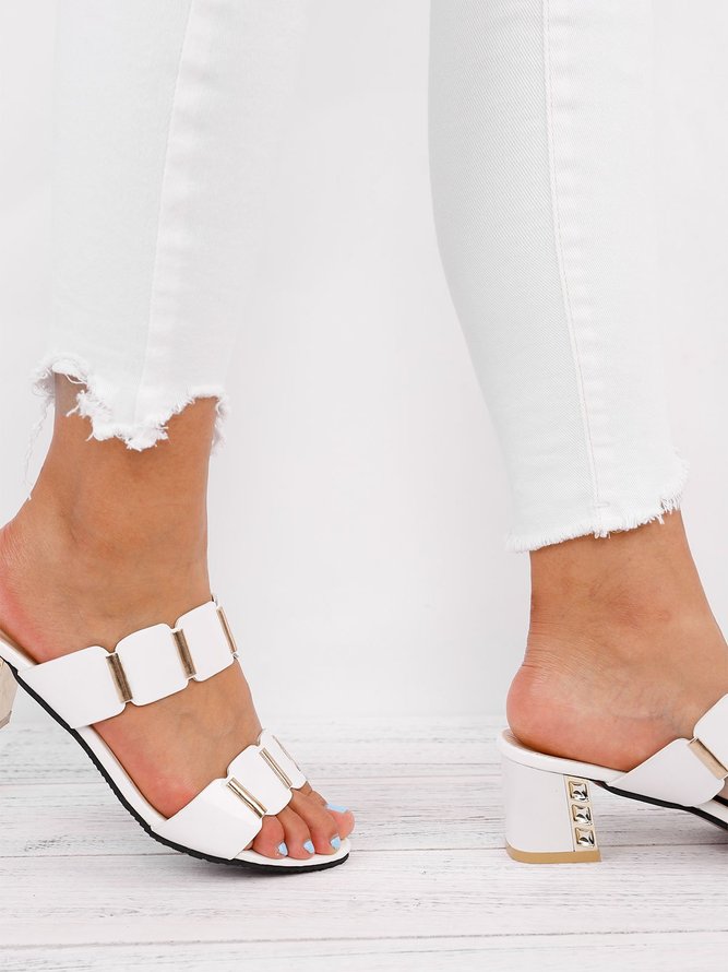 Paillette Slip-on Dress Dress Shoes Women Chunky Heel Sandals | noracora